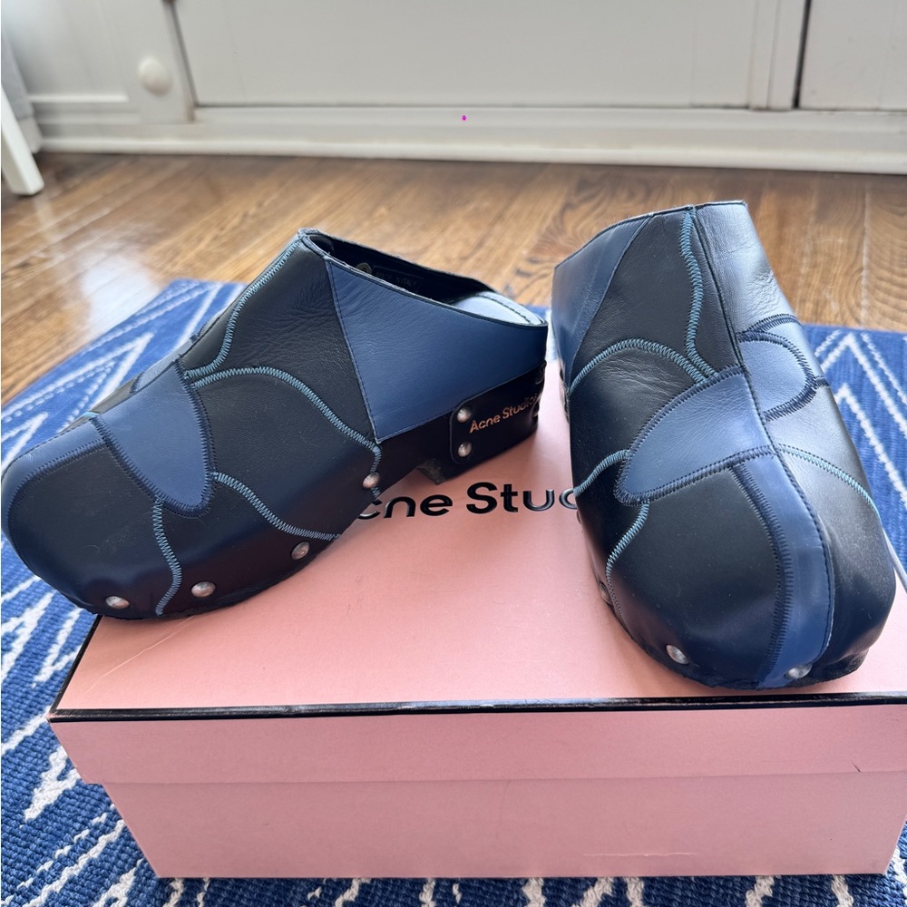 Acne Studios Black and Blue Mules - Picture 2 of 6